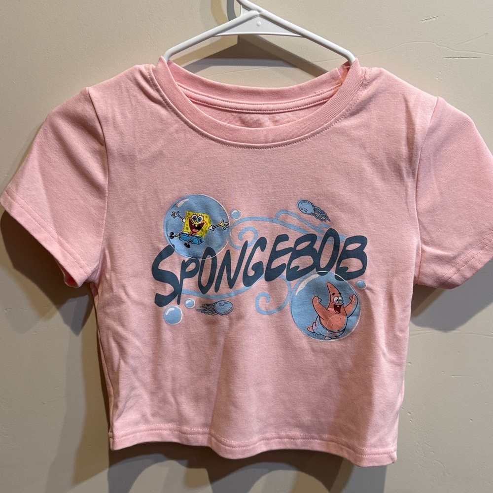 Pink SpongeBob Graphic Crop Top
